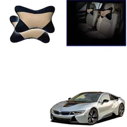 Kozdiko 2 Pcs Beige &a; Black Car Neck Rest Cushion Pillow Set for BMW I8-picture-48