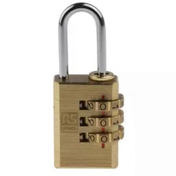 RS Pro 3x20mm Combination Weatherproof Brass Combination Padlock, 7816032-picture-10