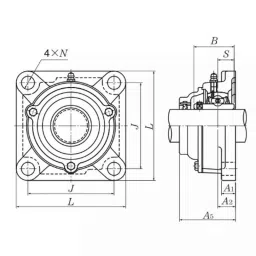 NTN 65x140x49mm 4-Bolt Square Flanged Unit, C-UKF313D1 image 2