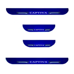 Car Accessories Hub 4 Pcs Acrylic Black Sill Scuff Plate Set with Blue LED for Chevrolet Captiva All Model-picture-24