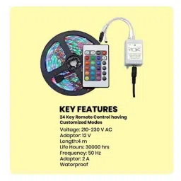 EGK 4m 16 Colour RGB Waterproof LED Strip Light with Adaptor &a; Remote Control, EGKSLRGB image 5