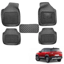 Kozdiko 5 Pcs Waterproof &a; Luxury 7D Black Leatherette Car Floor Mat Set for Maruti Suzuki Brezza 2022-Present-picture-41