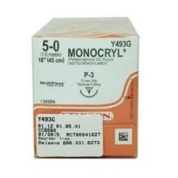 Ethicon Y844G 12 Pcs 5-0 Undyed Monocryl Poliglecaprone 25 Suture Box, Size: 16 mm-picture-14