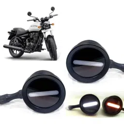 Auto Pearl 2 Pcs 12V Black Bike Front LED Indicator Light Set for Royal Enfield Thunder Bird 350, F339-picture-25