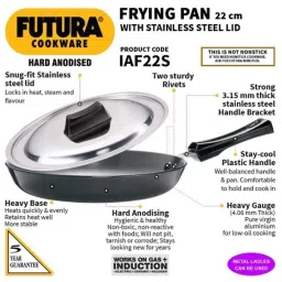 Hawkins Futura 22cm Induction Friendly Hard Anodized Fry Pan with Lid, IAF 22S (Pack of 5) image 2