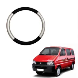 Enexoya PU Leather Black &a; Silver Stichable Steering Cover for Maruti Suzuki Eeco, SC105087 image 2