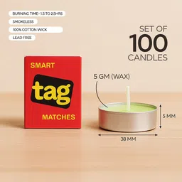 dolloz Long Burning Tea Light Candles | Tealights Candles Set | Big- 5 Gram Each Candle image 2