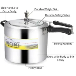 Decent Classic 12L Aluminium Silver Inner Lid Pressure Cooker, DECP00012L image 2