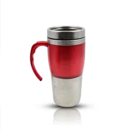 DeoDap 250ml Stainless Steel Red &a; Grey Coffee Mug with Lid &a; Handle, 13156-image-12