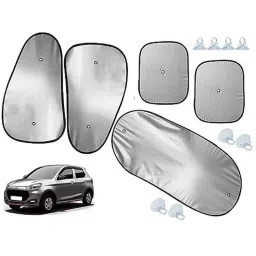 Auto Pearl 5 Pcs Polyester Black &a; Silver Window &a; Rear Sun Shade Set for Maruti Suzuki Alto K10 2022-picture-45