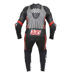 Biking Brotherhood Red Leather Race Suit, Size: Medium image 2