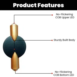 Gigawatts 2W 2 Way Warm White COB LED Wall Light with Exterior image 2