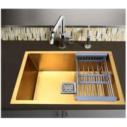 Zesta 24x18x10 inch Satin Finish Stainless Steel Golden Single Bowl Sink with Square Coupling-image-37