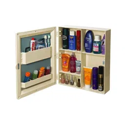 Ciplaplast Flora 41x12.5x51cm Plastic Ivory Wall Mount Bathroom Mirror Cabinet with Magnetic Door Lock image 3