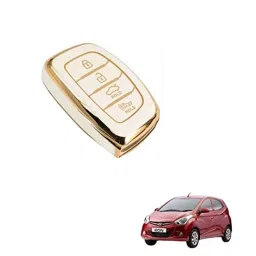 Kozdiko Thermoplastic Polyurethane White &a; Gold Car Key Cover for Hyundai Eon-picture-21