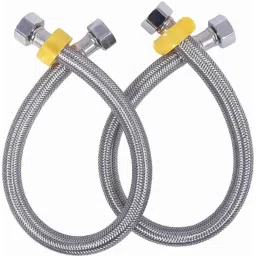 Prestige MAX 2 Pcs Brass Chrome Finish Angle Cock &a; Hose Pipe Set (Pack of 4) image 2