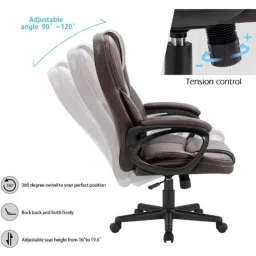 Chairtech 55.88x121.92cm High Back Leatherette Brown Adjustable Executive Office Chair image 5