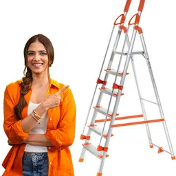 prohome 6 Steps Ladder with Railing and Anti Slip Shoes Aluminium Ladder-picture-16