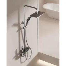 NextGen Brass Gun Gray Black Finish Thermostat Shower Set with Piano Switches &a; Temperature Display image 2
