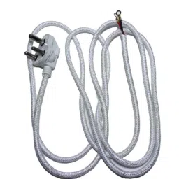 Super GEC 3 Pin 2 Core Cotton Protected Copper White Power Cable, 23/60, Length: 2.70 m-picture-16