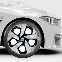 Prigan 4 Pcs 15 inch Polypropylene Black &a; Silver Press Fitting Car Wheel Cover Set for Toyota Corolla Altis G image 3