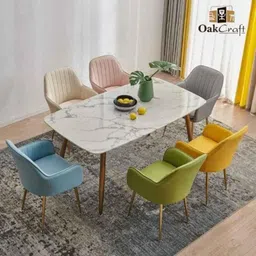 Oakcraft Dark Grey Chrome Finish Luxurious Dining Accent Chair with Metal Leg, OC-204 image 4