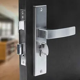 Saze 8 inch Stainless Steel Matt Finish Cylindrical Plate One Side Key Mortise Door Lock Handle Set with 3 Keys, LB-10001 image 2