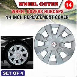 Auto Pearl 4 Pcs 14 inch ABS Silver Car Wheel Cover Set for Mahindra KUV 100 NXT image 4