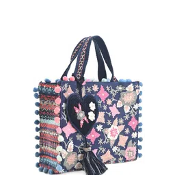 BohoGirl Striped Shopper Handheld Bag with Fringed image 3