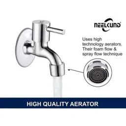 Neelkund Turbo Brass &a; Stainless Steel Silver Chrome Finish Bib Tap (Pack of 2) image 3
