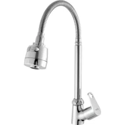 Neelkund Eva Brass Silver Chrome Finish Flexible Swan Neck Pillar Tap with 360 deg Swivel Spout for Kitchen &a; Wash Basin-picture-34