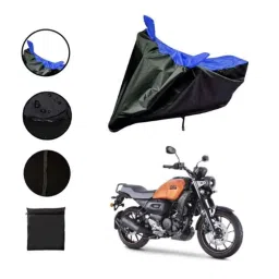 Riderscart Polyester Black &a; Blue Waterproof Two Wheeler Body Cover with Storage Bag for Yamaha FZ image 2