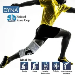 Dyna 3D Small BLACK Knitted Knee Brace (Right), 0925-032 image 2