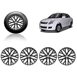 Auto Pearl 4 Pcs 14 inch ABS Black &a; Silver Press Type Fitting Car Wheel Cover Set for Maruti Swift Dzire T1-picture-10