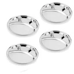 Classic Essentials CE-04 4 Pcs Stainless Steel Round Lunch Dinner Plate Set (Pack of 2)-image-58