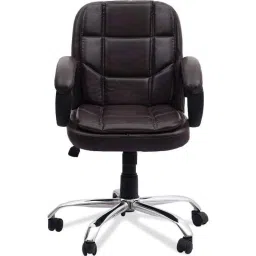 Chair Garage PU Leatherette Chocolate Brown Adjustable Height Office Chair with Back Support, CG163 (Pack of 2)-picture-38