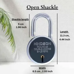 Hindson 65mm Round Metal Double Locking Lock with 8 Lever &a; 3 Keys, Round 65 (Pack of 2) image 5