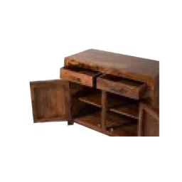 Angel Furniture 99x47x75cm Honey Glossy Finish Solid Sheesham Wood Two Drawer Storage Cabinet, AF-192 image 2