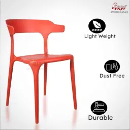 Rose Vision Plastic Red Medium Back Cafe Chair with Backrest (Pack of 4) image 4