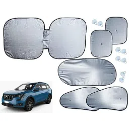 Auto Pearl 6 Pcs Polyester Black &a; Silver Window, Front &a; Rear Sun Shade Set for Mahindra XUV 700 2022-picture-34
