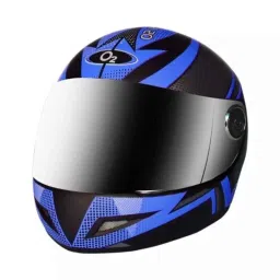O2 O2PRO-D7-O Full Face Yes Isi Ceritifed Blue Matte Finish Men Polycarbonate Medium Helmet-picture-33