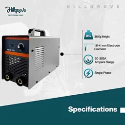 Hillgrove ARC302 302A IGBT Inverter Welding Machine with Welding Holder, Earth Clamp, Welding Gloves, Welding Googles, 5 Pcs Welding Rod &a; Welding Brush, HGCM1012 image 4