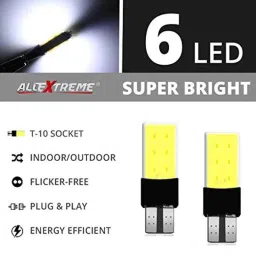 AllExtreme EXT6SCW 3W T10 6 SMD White Chipset Silicone License Plate Dome Indicator LED Parking Light for Car, Bike &a; Motorcycle (Pack of 2) image 2