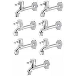 Spazio Stainless Steel Chrome Finish Turbo Collection Long Body Bib Cock with Wall Flange (Pack of 7)-picture-19
