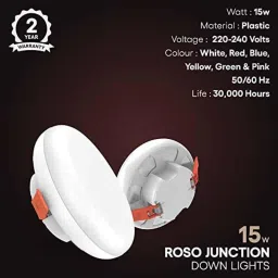 Fybros Roso 15W Plastic Blue Round Junction Downlight, FLS5343E (Pack of 5) image 2