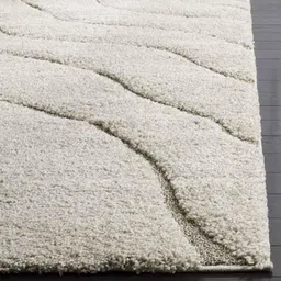 Carpetify 3x5ft Ivory &a; Beige Abstract Wavy Design Shaggy Carpet, 1224YQX029I image 3
