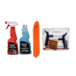 Indopower Ff635 250ml Tyre Shiner Spray, 250ml Car Shampoo, Orange Microfiber Cloth &a; Tubeless Smart Panchar Kit, AHh637-picture-32