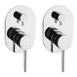 Drizzle Flora 2 Pcs Brass Chrome Finish Silver 4 Way Single Lever Diverter Set, AFLORA4DIVERT2-picture-11