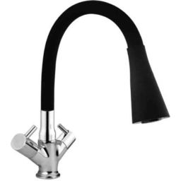 Fastgear Stylish Brass Black Turbo Centre Hole Basin Mixture with Black Spout Dual Flow Pipe Hot &a; Cold Water-picture-35