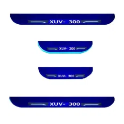 Car Accessories Hub 4 Pcs Acrylic Black Sill Scuff Plate Set with Blue LED for Mahindra Xuv300 All Model-picture-29